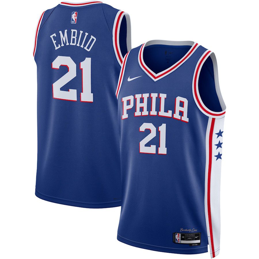 Men Philadelphia 76ers 21 Joel Embiid Nike Royal 2022-23 Swingman NBA Jersey